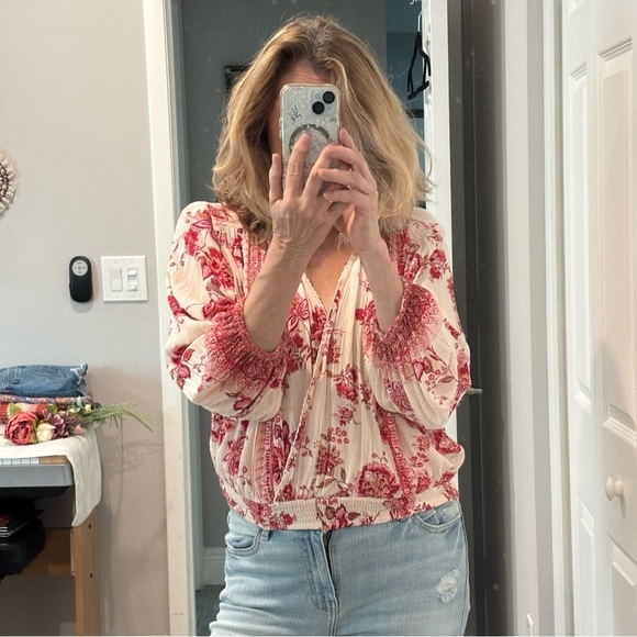 Sky and Sand pink and cream blouse size Medium - Picture 8 of 8